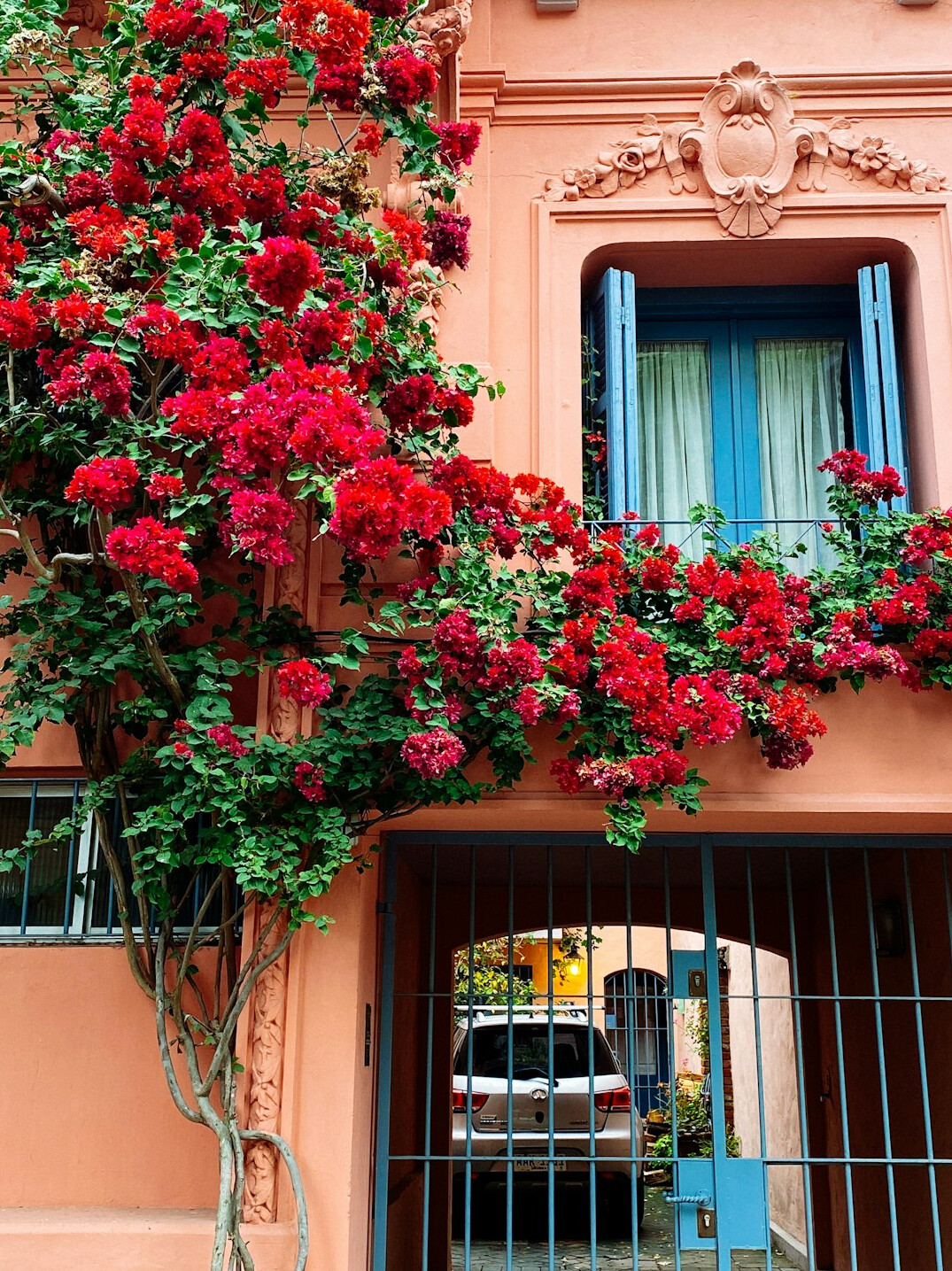 Colonial-style historic building facade in Montevideo Uruguay