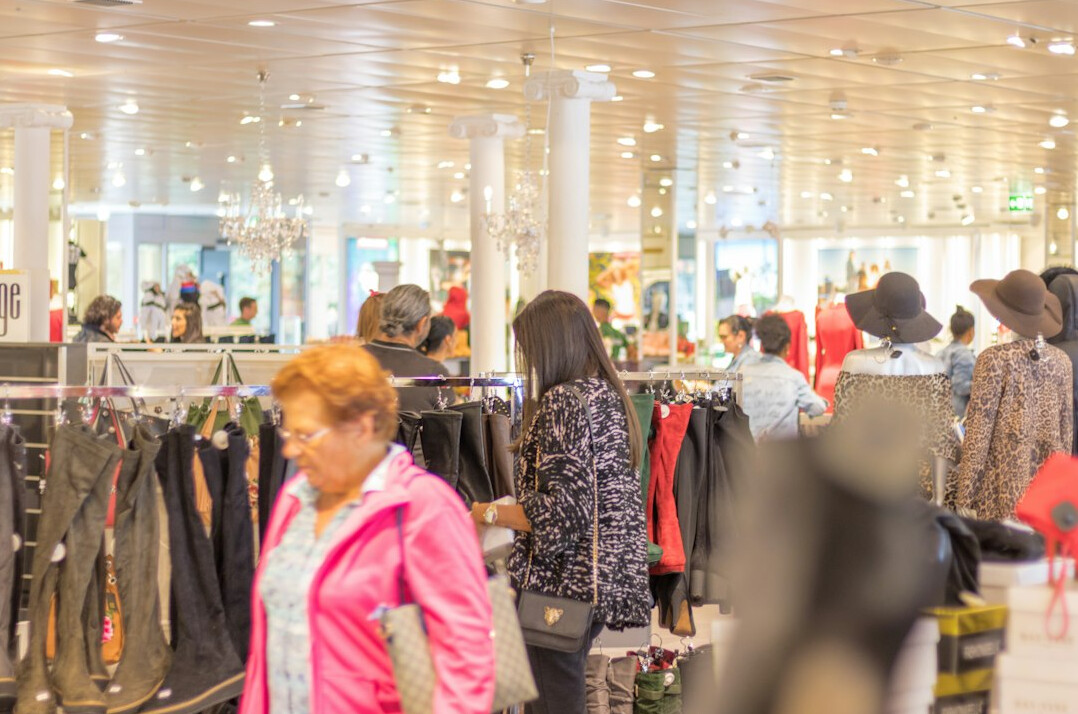 group of shoppers in store