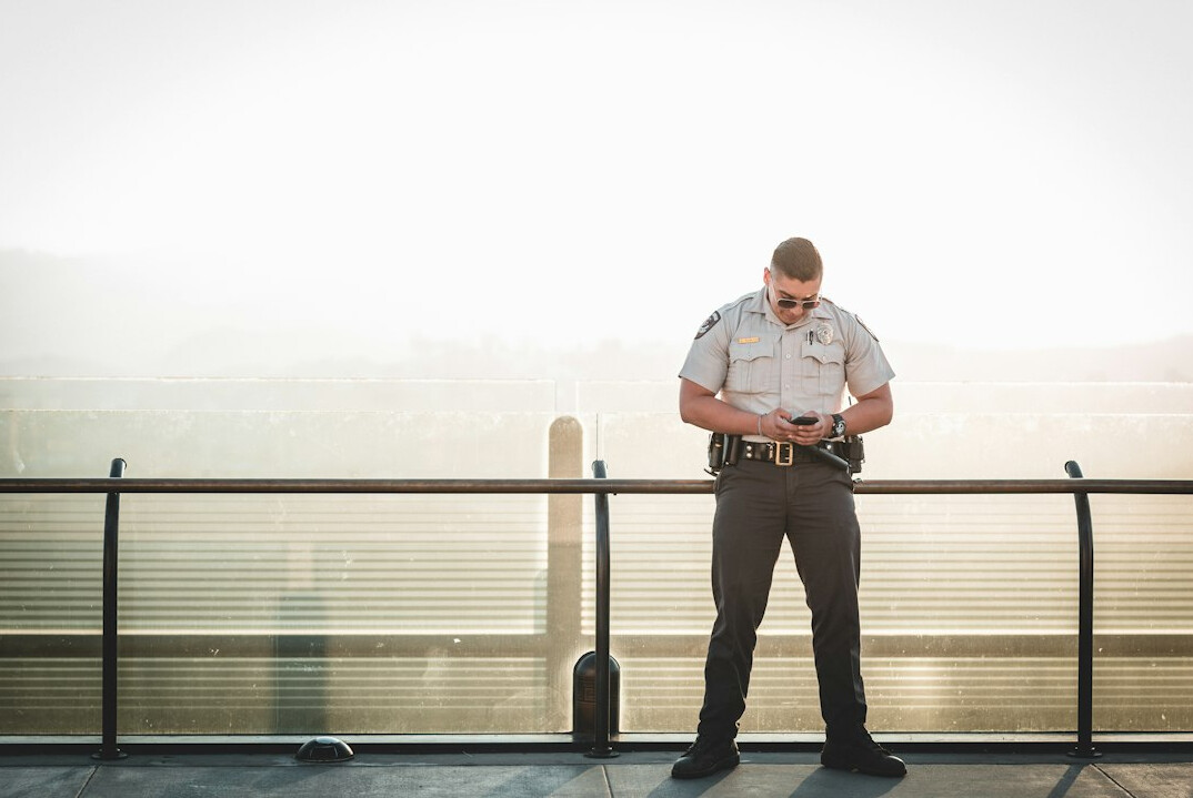 security guard reviewing evidence